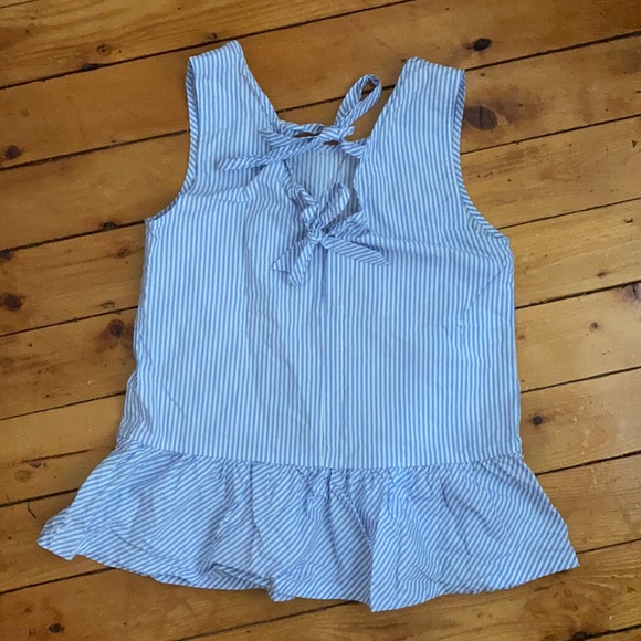 XXS J.Crew blue and white pinstripe top - Picture 2 of 3